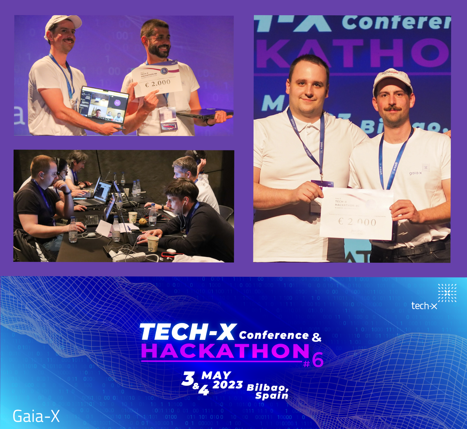 A Tech-X Hackathon győztes csapatának tagjairől készült montázs