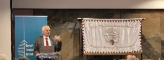 Prof. Tardy János, elnök, előadás közben.
