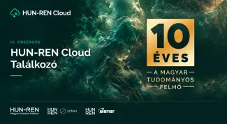 HUN-REN Cloud Találkozó kiírva mellette 10 éves logó
